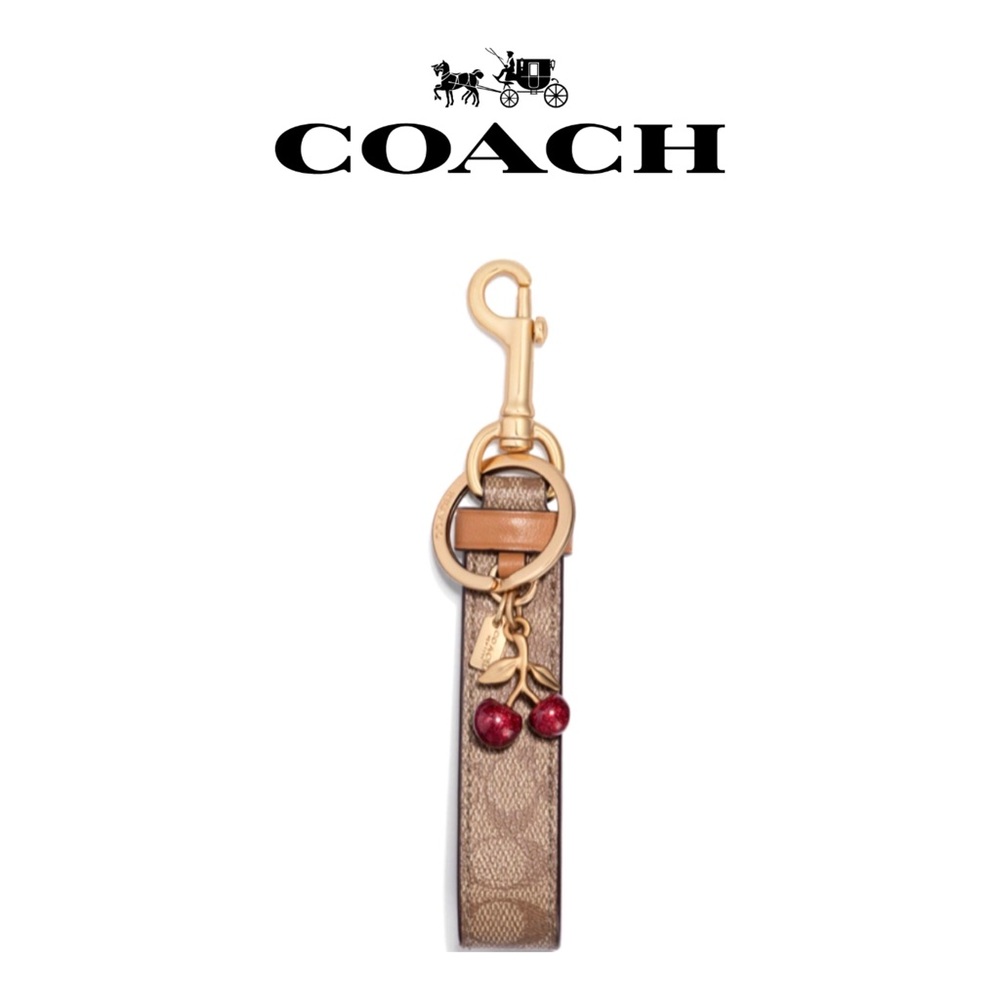 🆕 🍒 New Coach Signature Keychain w/ Cherry Charm